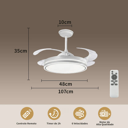 Ventilador LED Moderno Ultra Silencioso con 3 Tonos de Luz