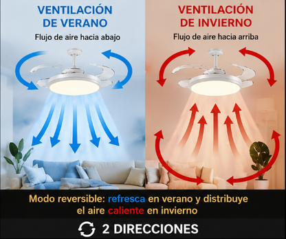 Ventilador LED Moderno Ultra Silencioso con 3 Tonos de Luz